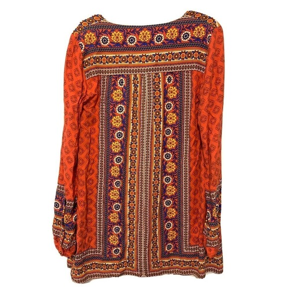 MINKPINK Womens Sz Medium Multicolor Bohemian Boho Print Button Tunic Top Blouse - Picture 3 of 4